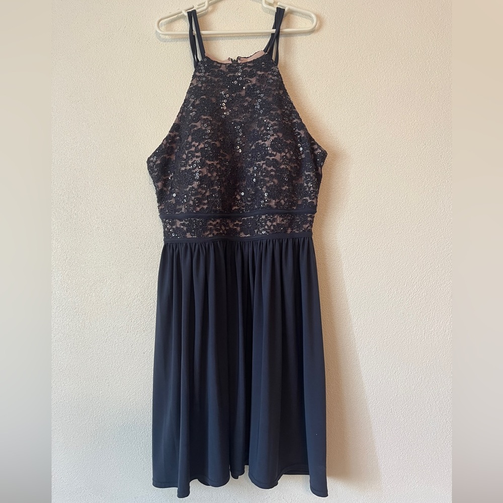 One of a kind Nightway Navy Sequin Dress